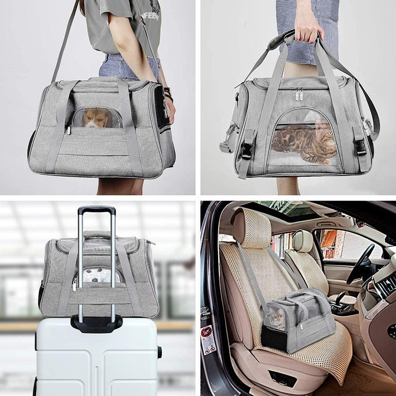 Portable Foldable Pet Carrier Bag with Fur Pad